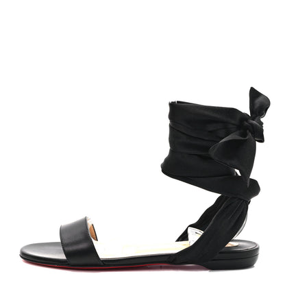 Christian Louboutin Calfskin Satin Douce Du Desert Flat Sandals 36 Black 1 of 7