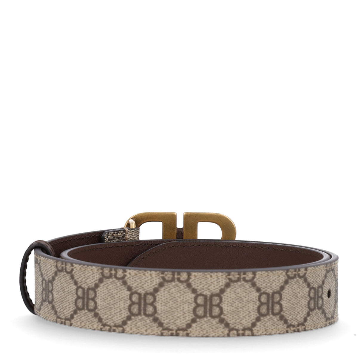 Gucci X BALENCIAGA BB Supreme Monogram Belt 75 Beige Ebony 2 of 6