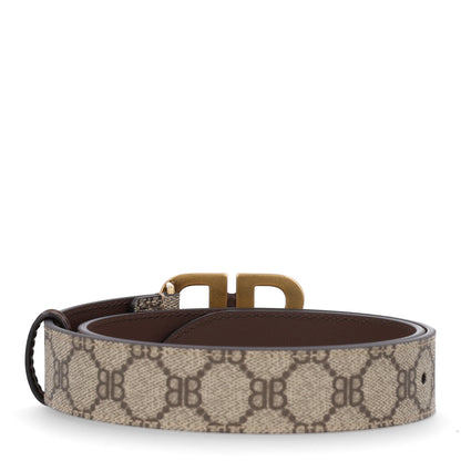 Gucci X BALENCIAGA BB Supreme Monogram Belt 75 Beige Ebony 2 of 6