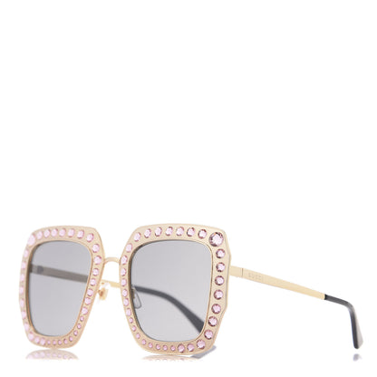 Gucci Metal Acetate Crystal Oversize GG0115S Sunglasses Gold 1 of 9