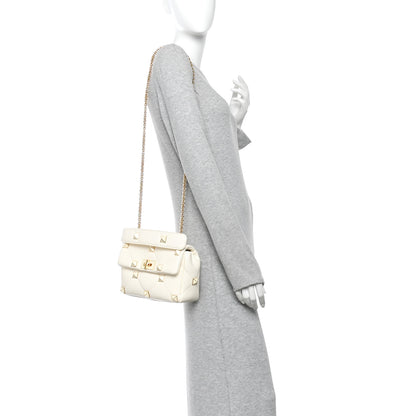 Valentino Garavani Nappa Enamel Medium Roman Stud Shoulder Bag Ivory 2 of 9