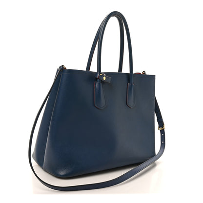 Prada Saffiano Cuir Medium Double Bag Bleuette Rosso 3 of 9
