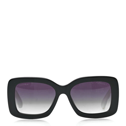 Chanel Acetate Quilted CC Rectangle Sunglasses 5483-A White Black 2 of 7