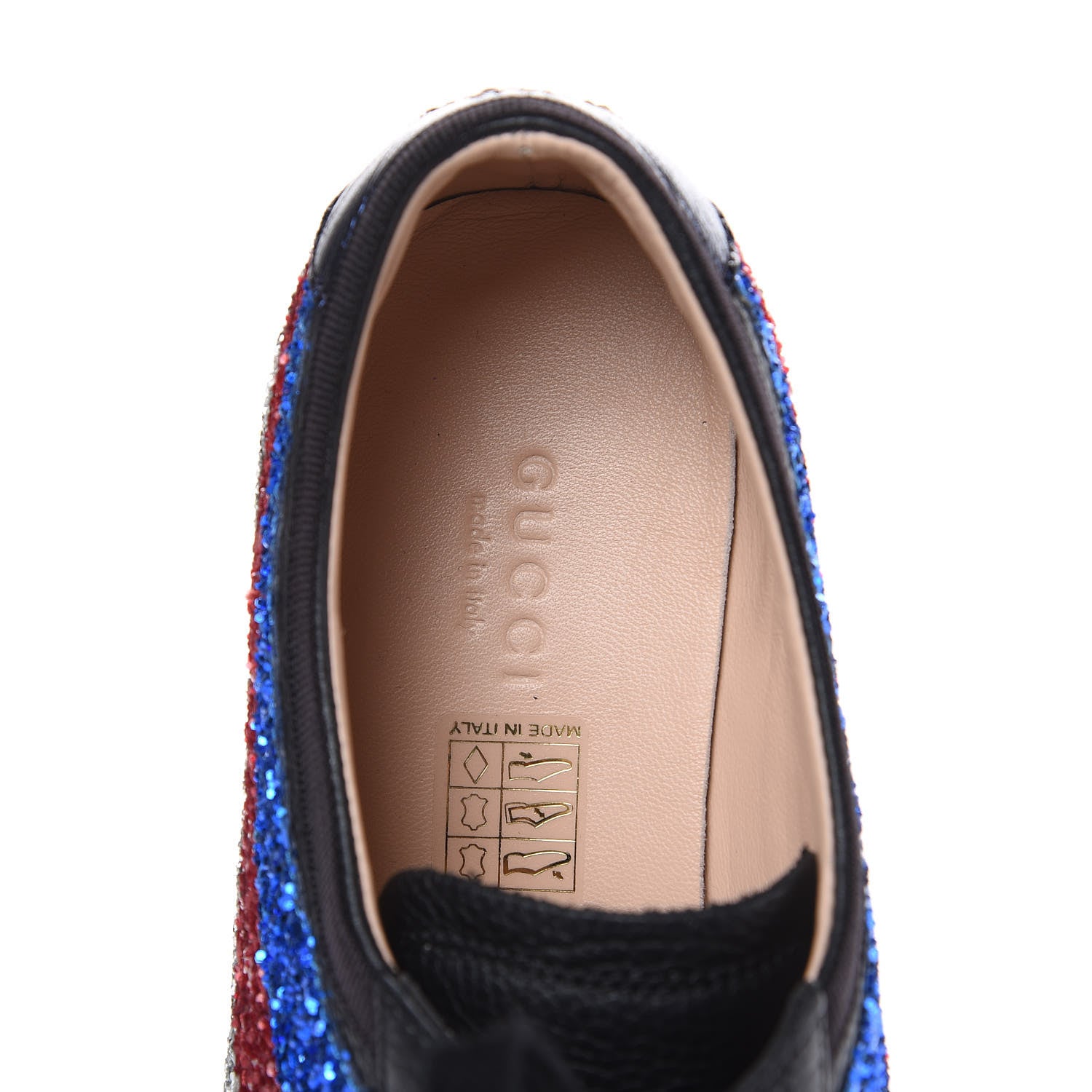 Gucci Calfskin Glitter Crystal Womens Sylvie Web Falacer Sneakers 36.5 Black 7 of 10
