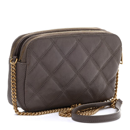 Saint Laurent Grained Lambskin Quilted Mini Becky Double Zip Bag Taupe 3 of 16