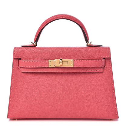 Hermes Chevre Mysore Mini Kelly Sellier 20 Rose Lipstick 1 of 31
