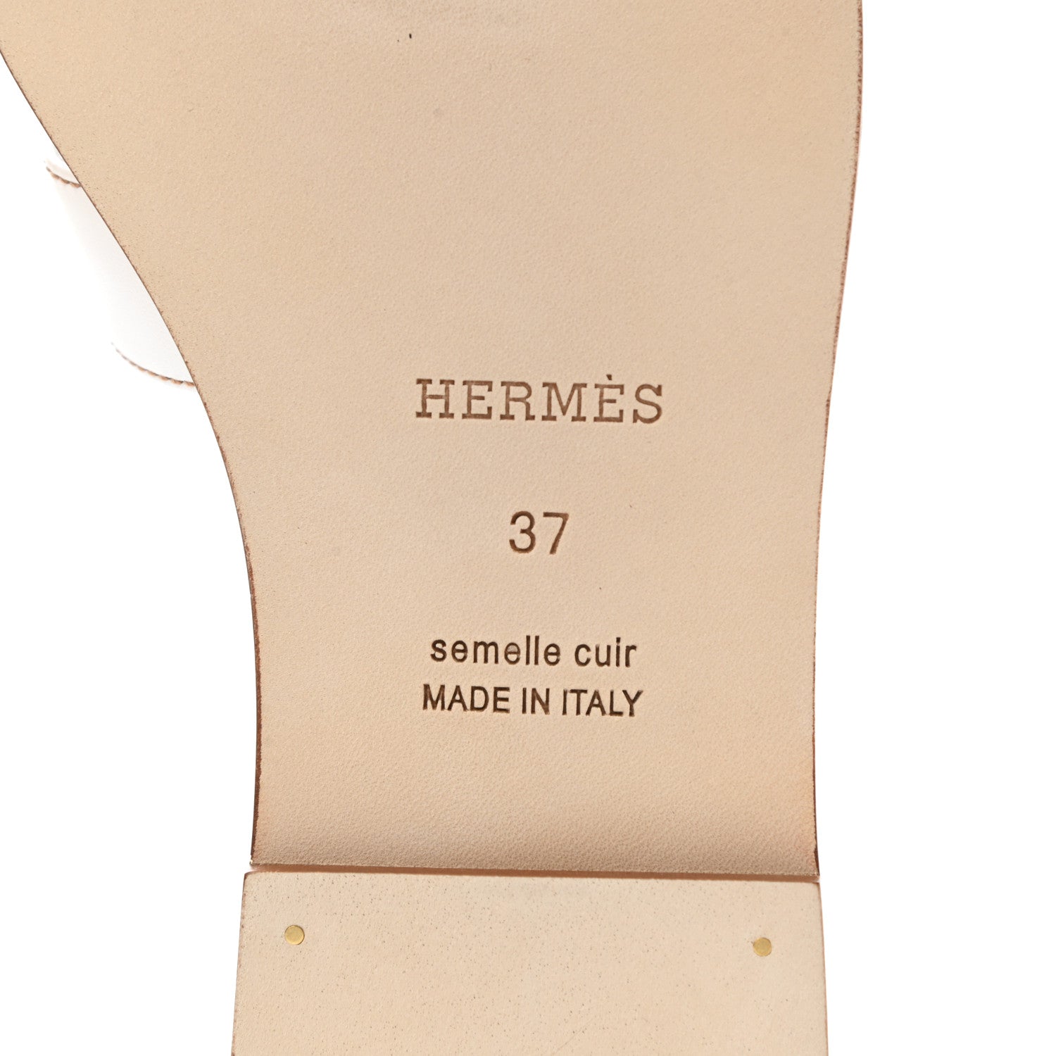 Hermes Box Calfskin Oran Sandals 37 White 7 of 9