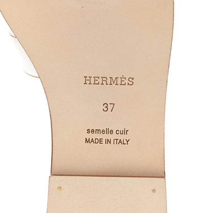 Hermes Box Calfskin Oran Sandals 37 White 7 of 9