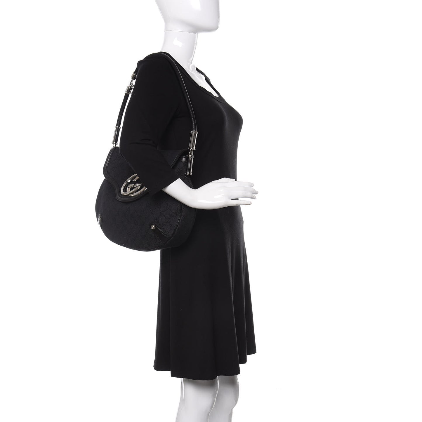 Denim Monogram Britt Tassel Shoulder Bag Black