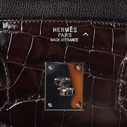 Hermes Shiny Porosus Crocodile Birkin 35 Cocoan 6 of 31