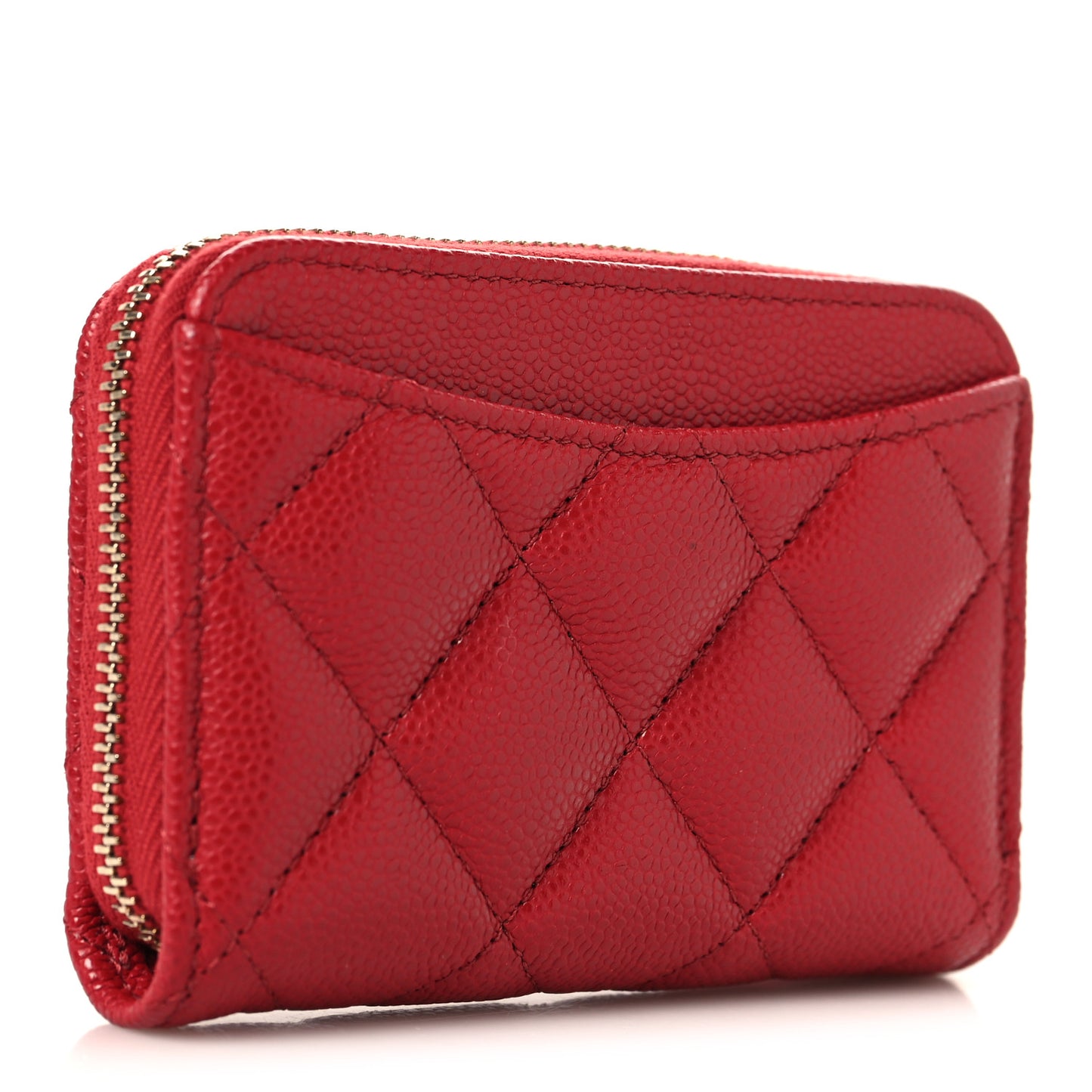 Caviar Quilted Zip Coin Purse Red