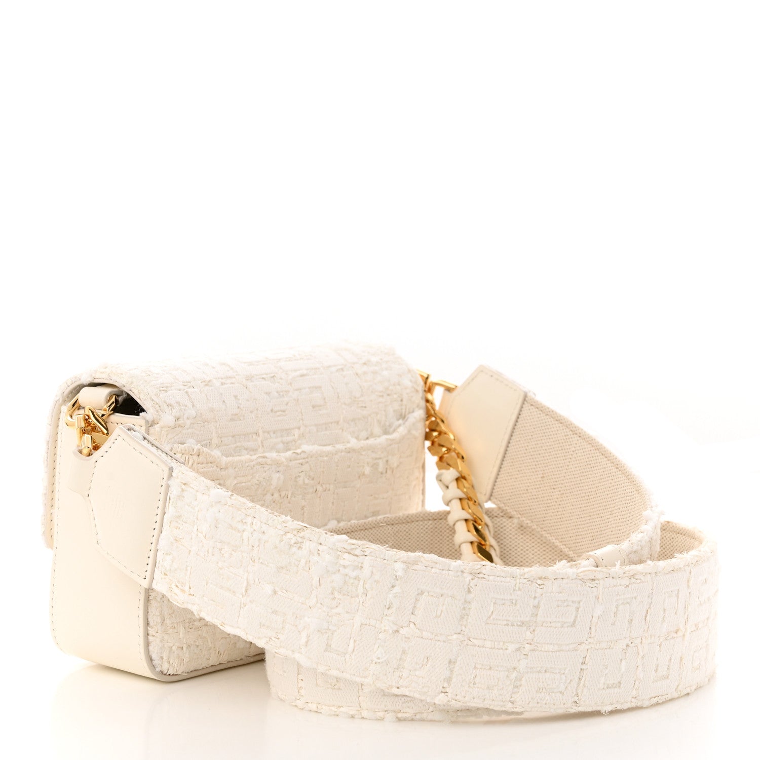 Givenchy Tweed Embroidered Small 4G Woven Chain Crossbody Ivory 2 of 8