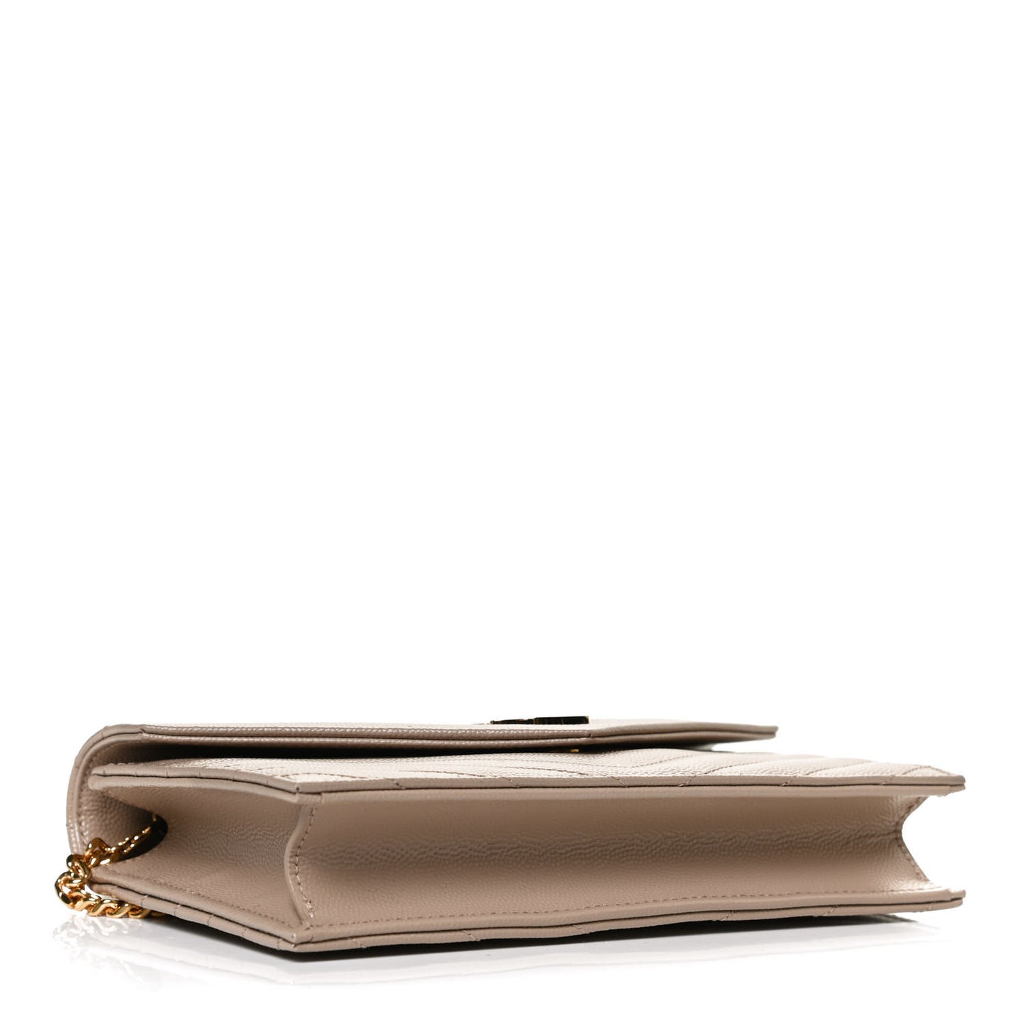 Grain De Poudre Matelasse Chevron Monogram Envelope Chain Wallet Taupe