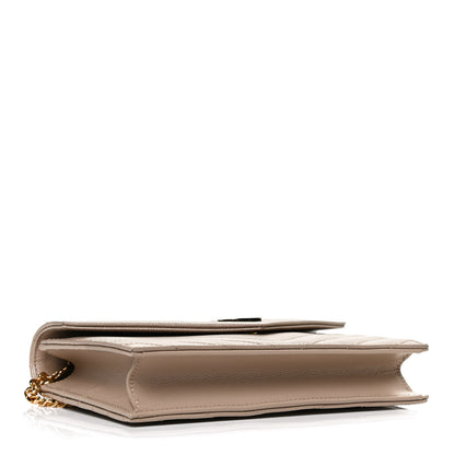 Saint Laurent Grain De Poudre Matelasse Chevron Monogram Envelope Chain Wallet Taupe 4 of 10