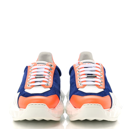 Jimmy Choo Suede Calfskin Diamond Low Top Sneaker 40 Cobalt Neon Orange 2 of 8