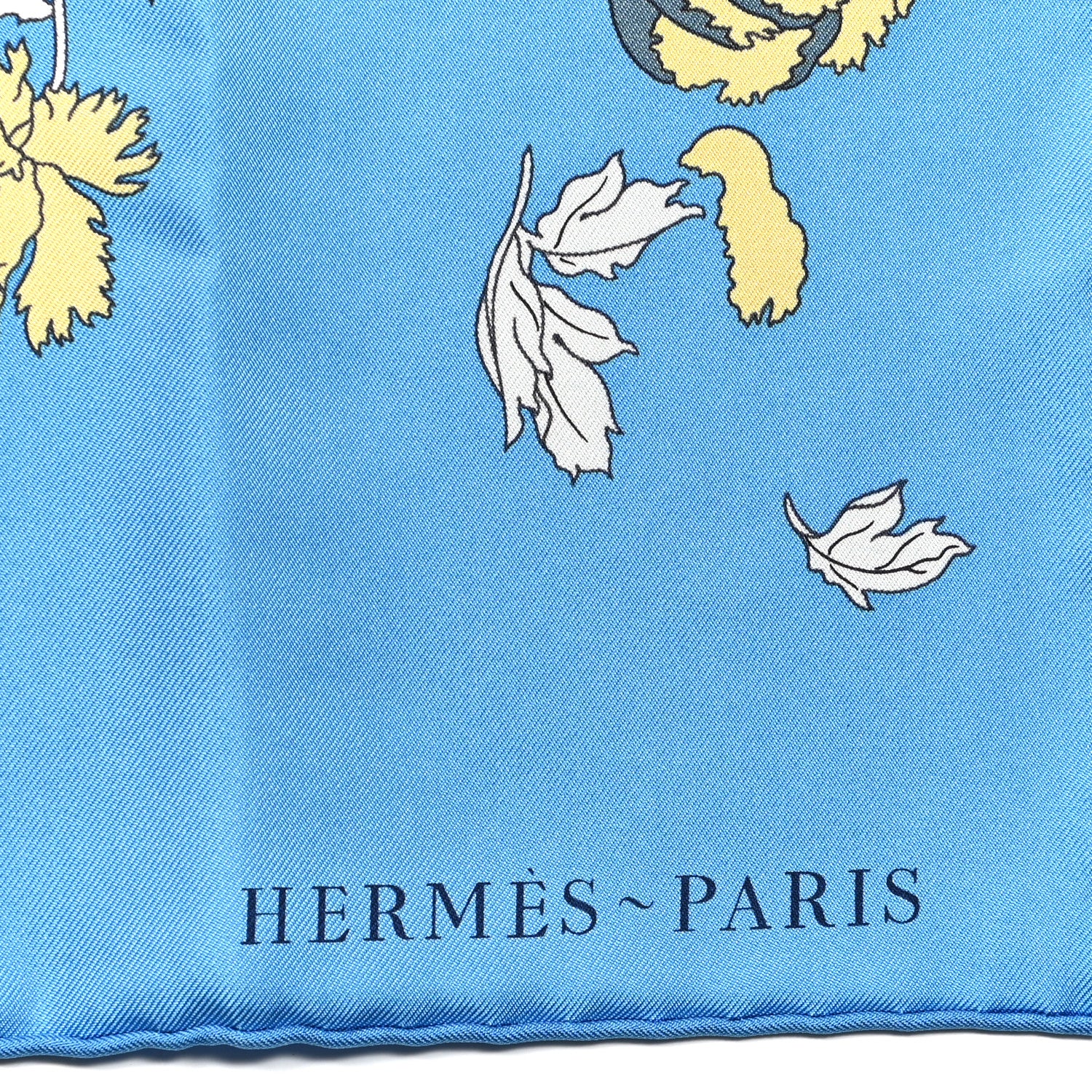 Hermes Silk Robe Legere Scarf 90 Bleu Azure Ocre Roux 2 of 4