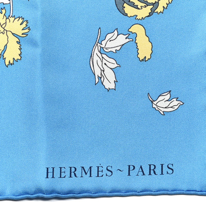 Hermes Silk Robe Legere Scarf 90 Bleu Azure Ocre Roux 2 of 4