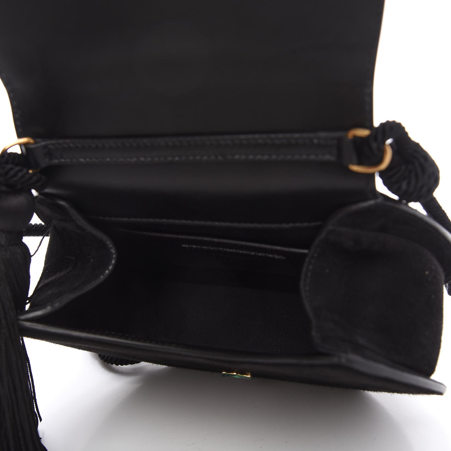 Saint Laurent Suede Tassel Demie Lune Minaudiere Black 5 of 9