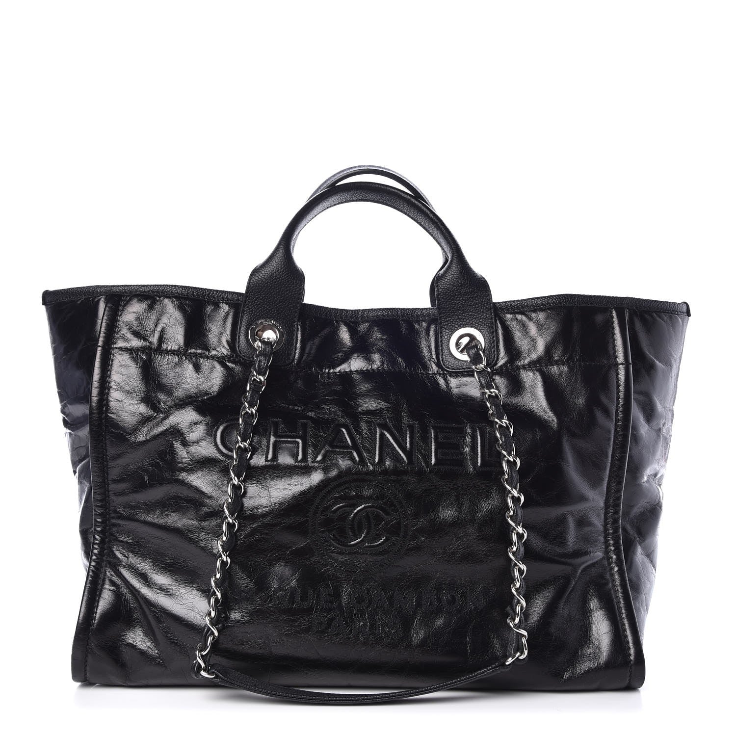 Chanel Glazed Calfskin Large Deauville Tote Black 1 of 14
