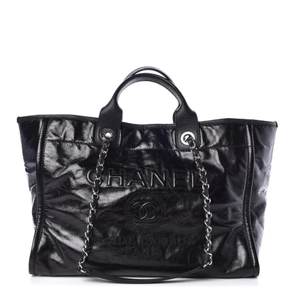 Chanel Glazed Calfskin Large Deauville Tote Black 1 of 14