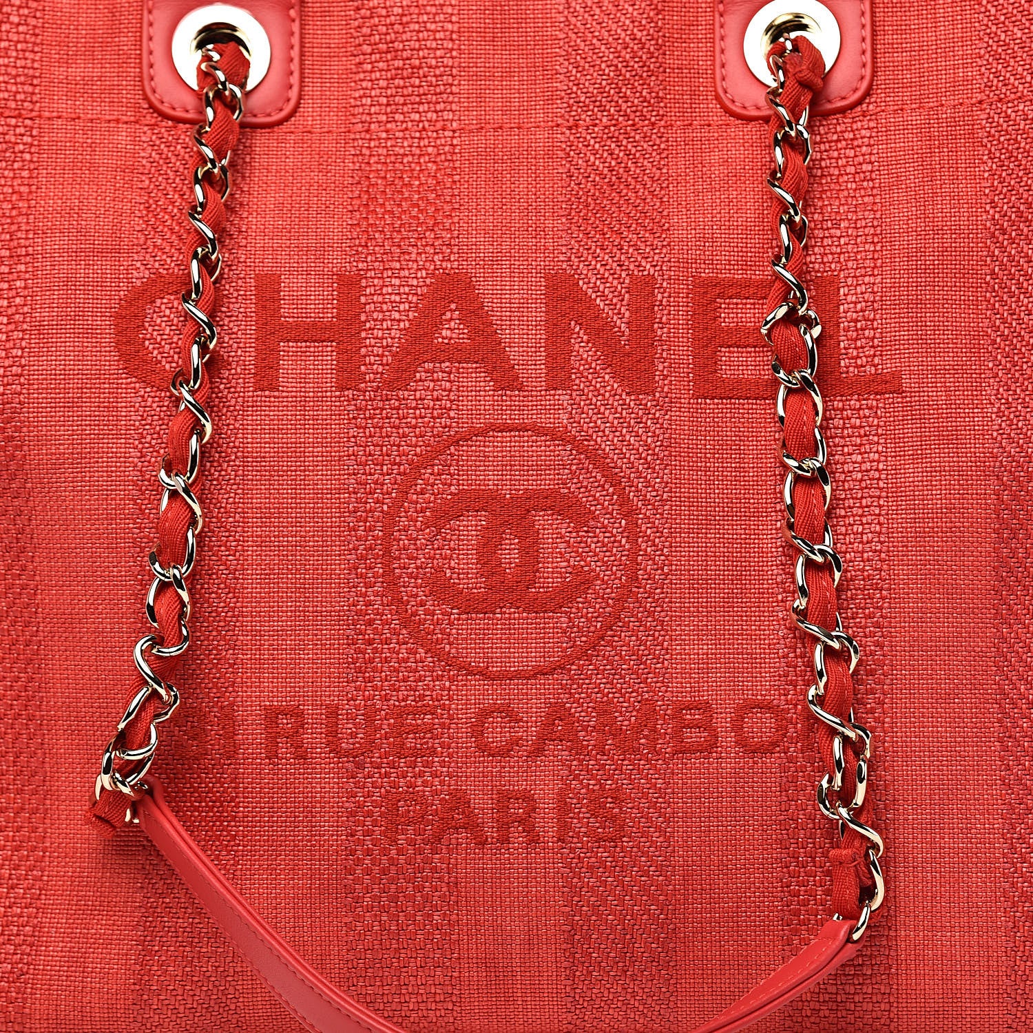 Chanel Mixed Fibers Striped Large Deauville Tote Red 10 of 11