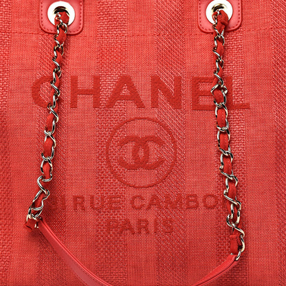 Chanel Mixed Fibers Striped Large Deauville Tote Red 10 of 11