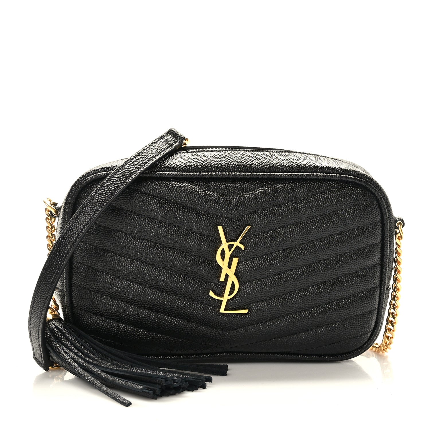 Saint Laurent Grain De Poudre Matelasse Monogram Mini Lou Camera Bag Black 1 of 9