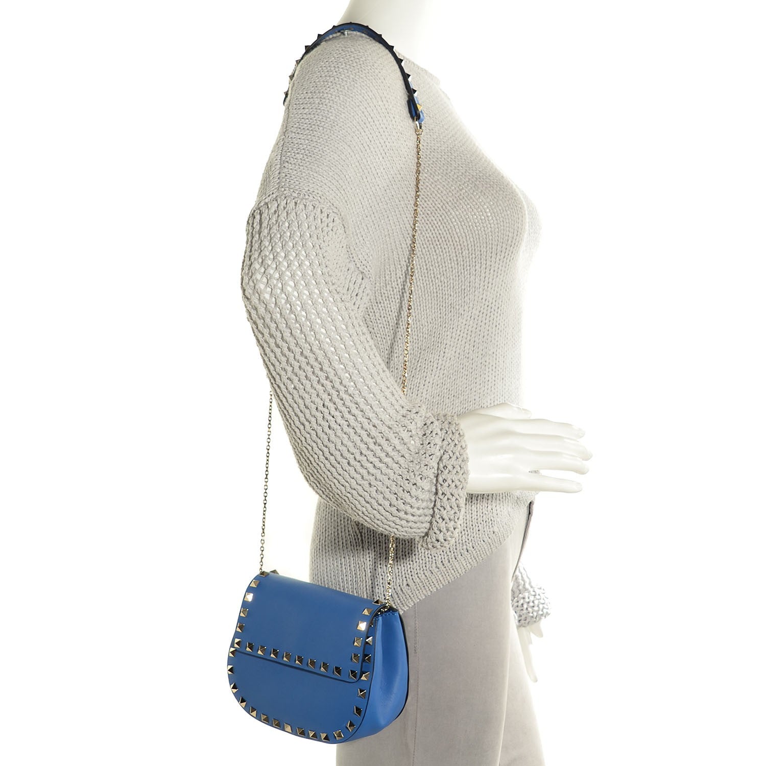 Valentino Garavani Vitello Mini Rockstud Crossbody Saddle Bag Light Sapphire 2 of 26