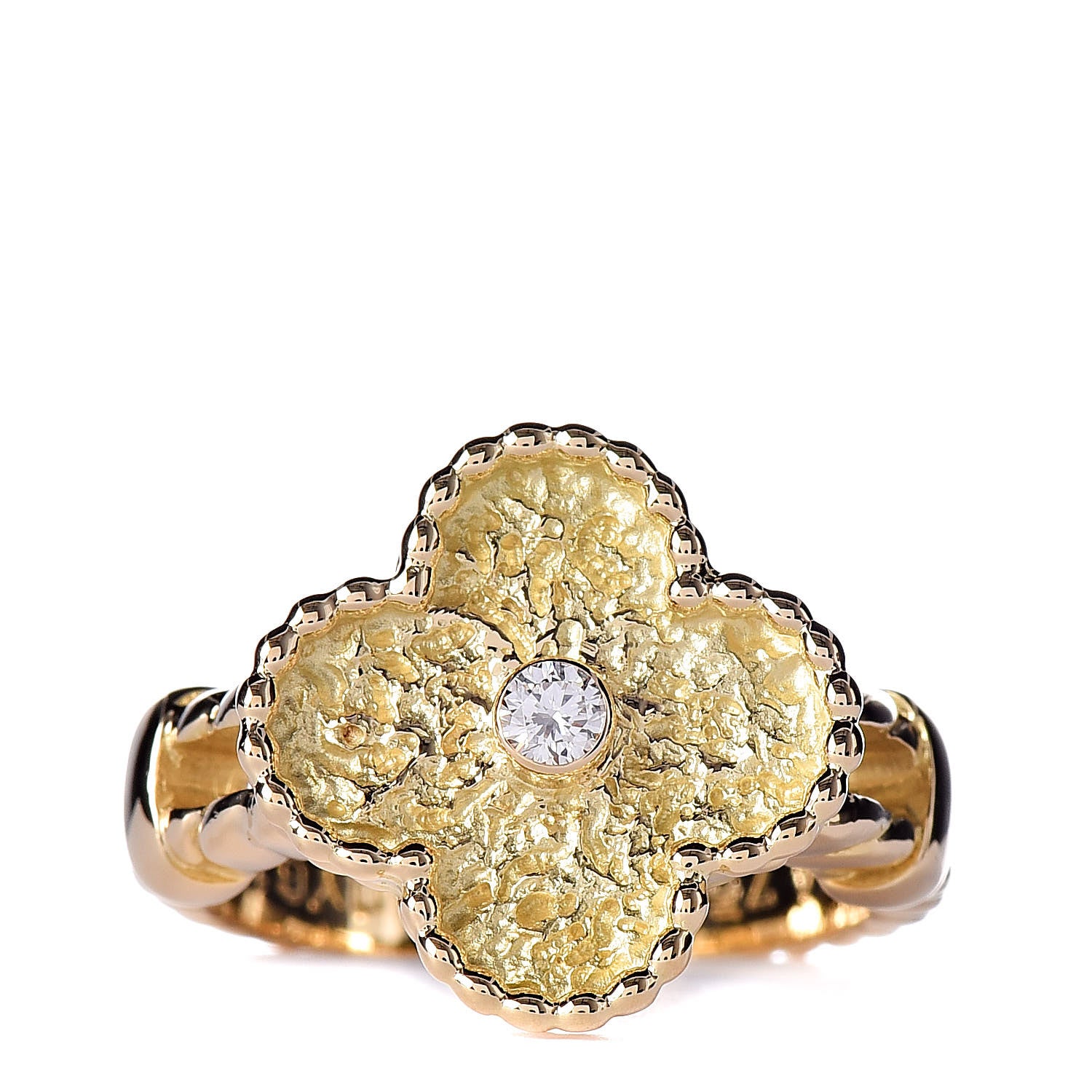 Van Cleef & Arpels 18K Yellow Gold Diamond Vintage Alhambra Ring 50 5.25 1 of 8