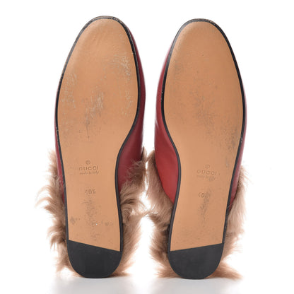 Gucci Betis Glamour Calfskin Fur Princetown Slippers 40.5 Hibiscus Red Naturale 5 of 12