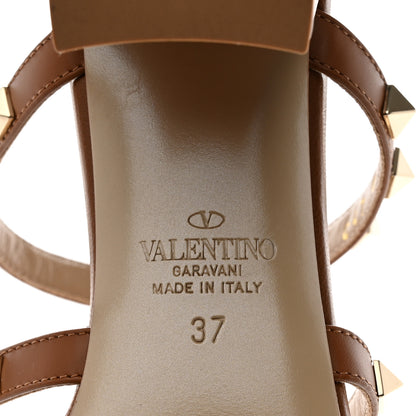 Valentino Garavani Calfskin Nappa Rockstud 60mm Caged Slide Sandals 37 Tobacco 8 of 9