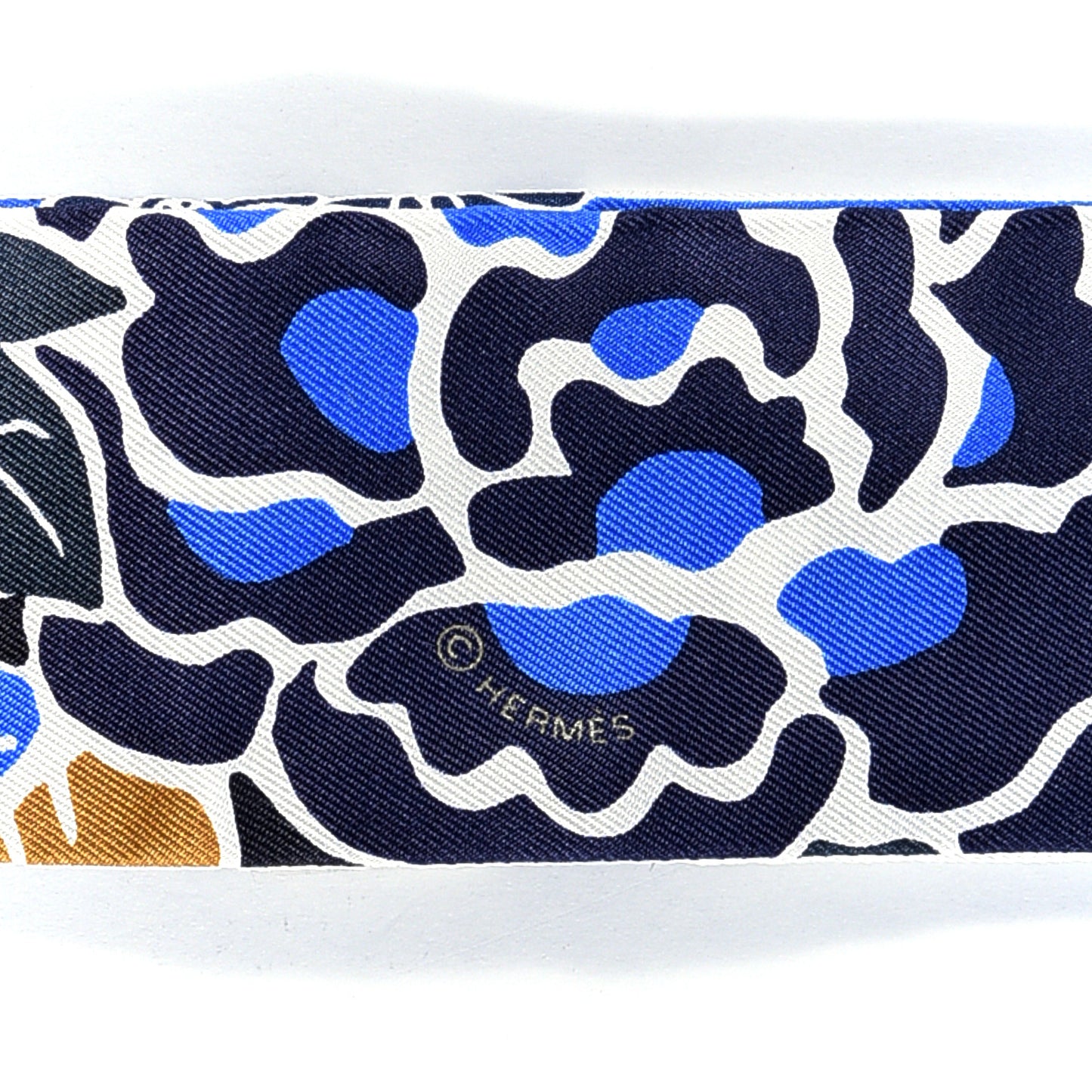 Silk Bingata Twilly Marine Tabac White