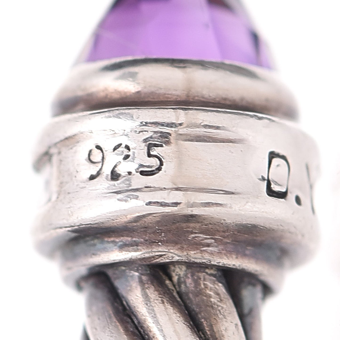 Sterling Silver Diamond Amethyst 5mm Cable Classics Bracelet