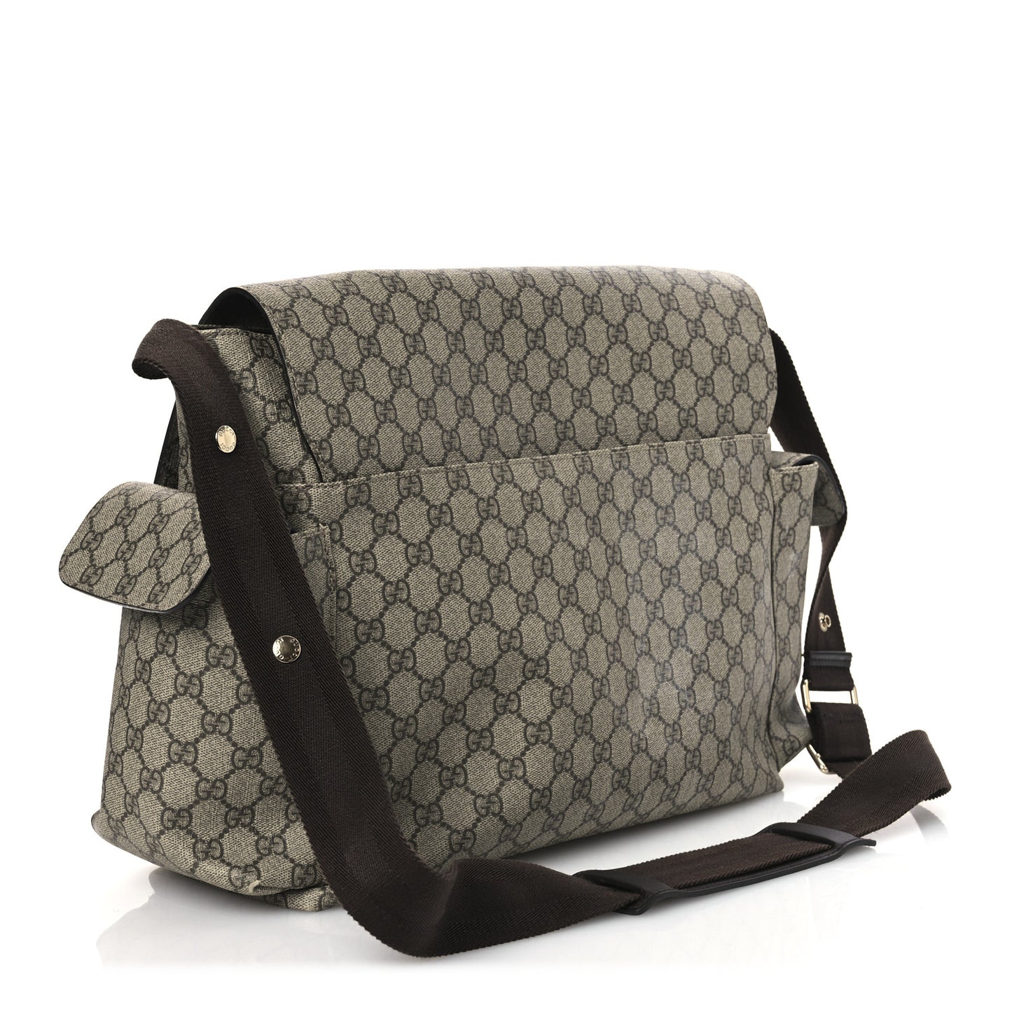 GG Plus Monogram Messenger Diaper Bag Dark Brown