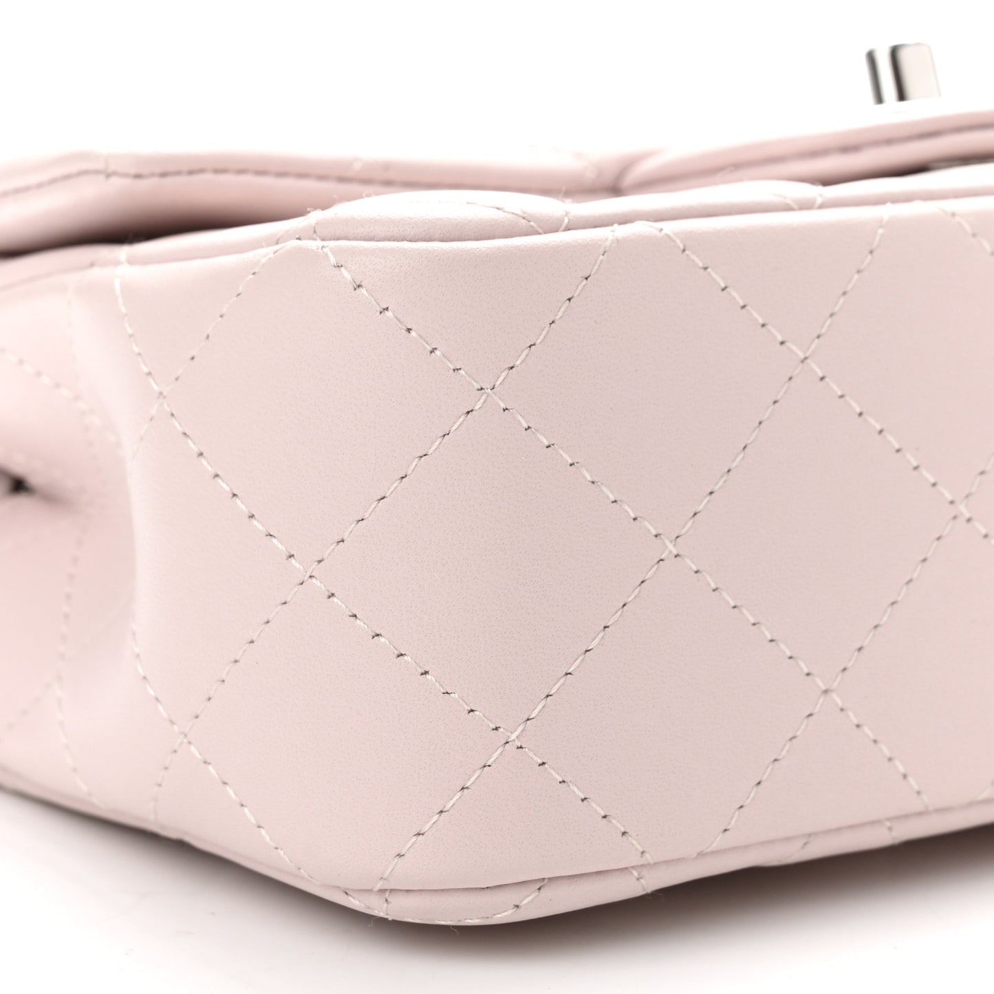 Lambskin Quilted Mini Rectangular Flap Light Purple