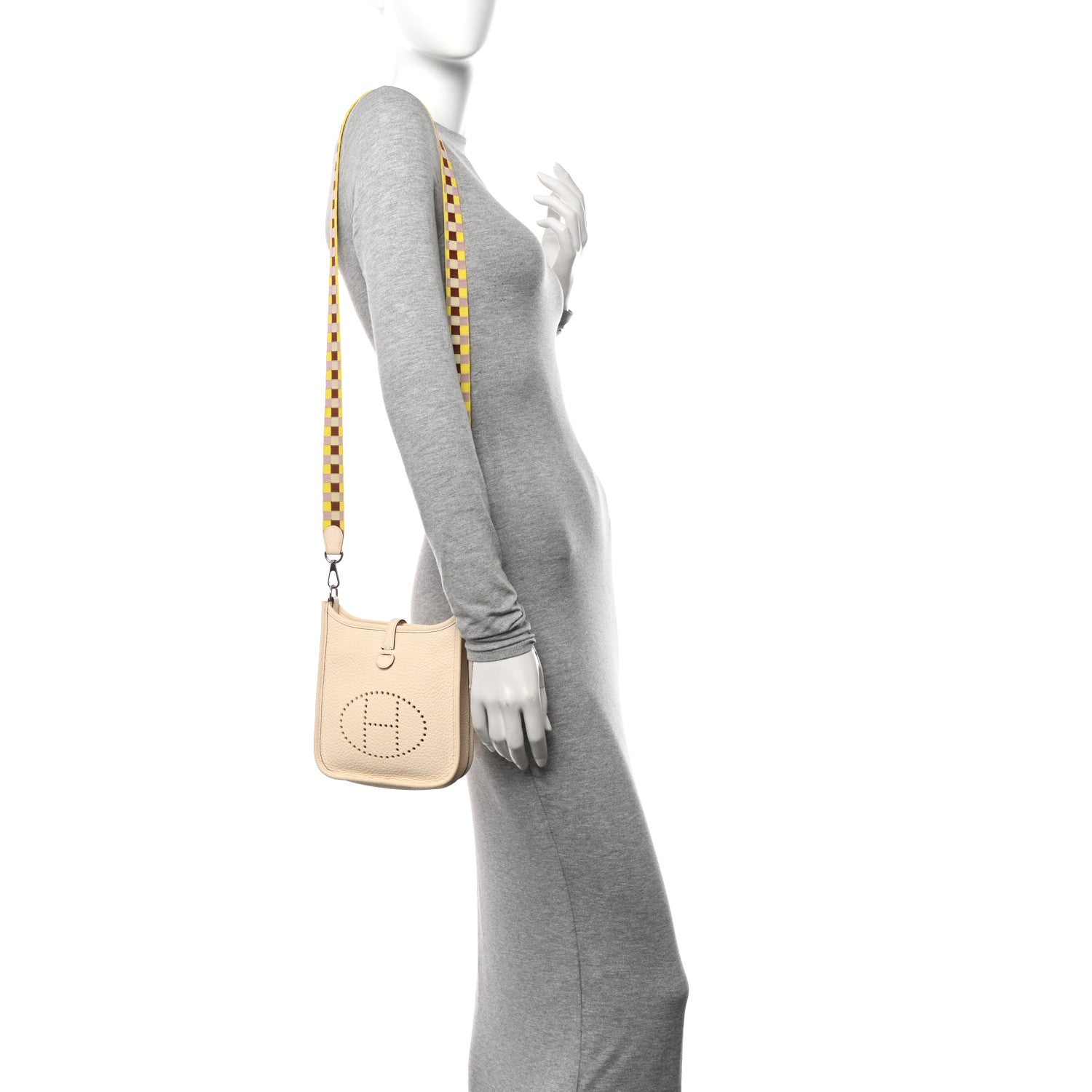Hermes Taurillon Clemence Maxi Quadrille Evelyne TPM Nata Citron Rouge H Mauve Sylvestre 2 of 10