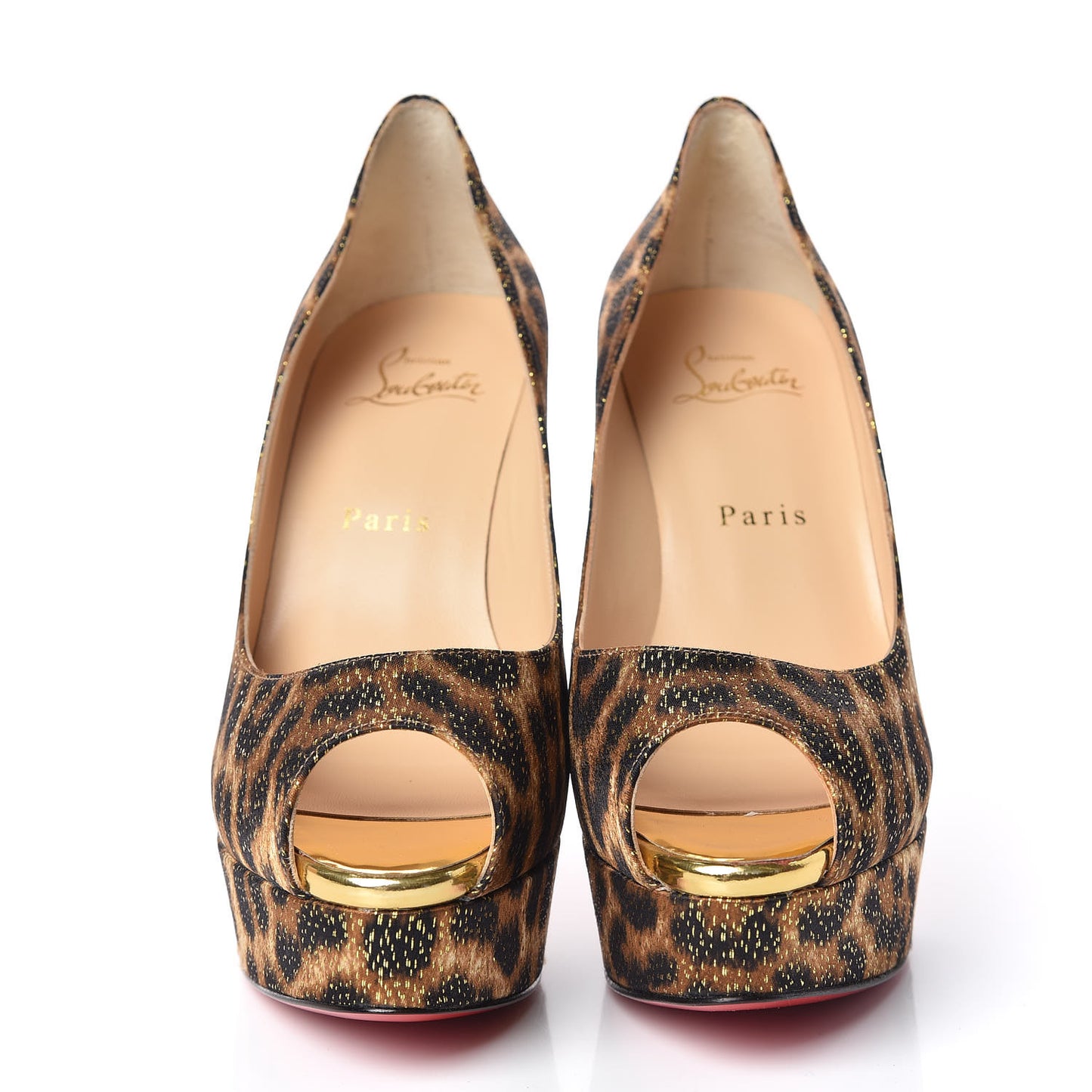 Lurex Specchio Leopard Fetish Peep 130 Pumps 37 Black Gold
