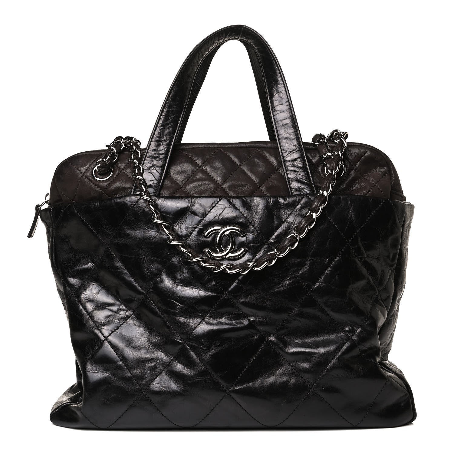 Chanel Glazed Calfskin Lambskin Portobello Tote Black 1 of 18
