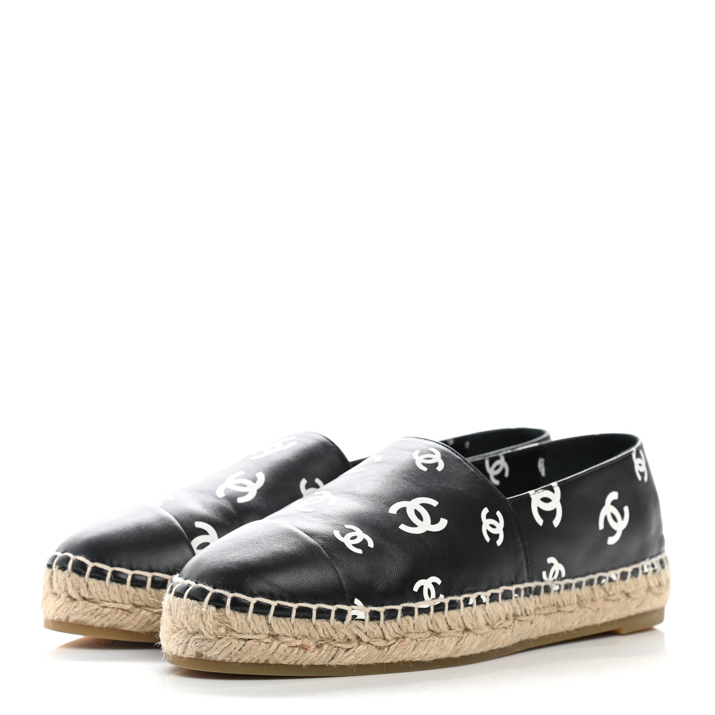 Lambskin Printed CC Espadrilles 39 Black White