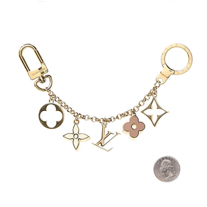 Louis Vuitton Brass Enamel Fleur De Monogram Bag Charm Chain Gold 2 of 3