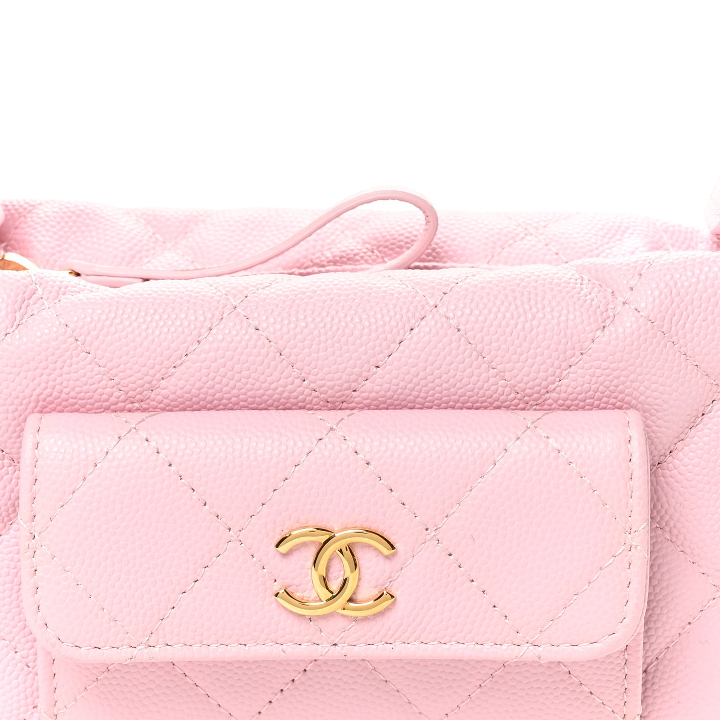 Caviar Quilted Polly Pocket Pouch Hobo Light Pink