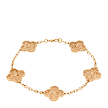 Van Cleef & Arpels 18K Yellow Gold 5 Motifs Vintage Alhambra Bracelet 1 of 4