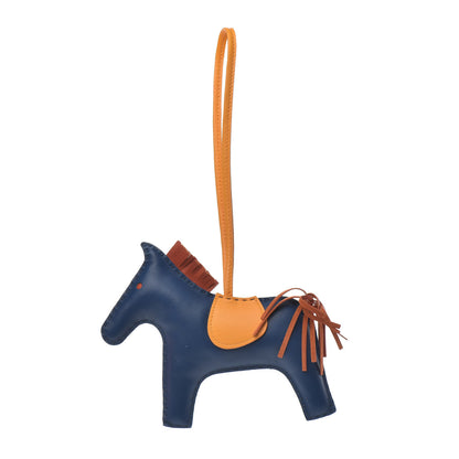 Hermes Milo Lambskin Grigri Rodeo Horse Bag Charm GM Bleu de Malte Cornaline Jaune D'Or 1 of 3