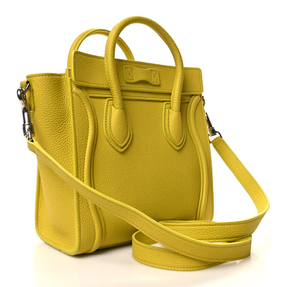 Celine Drummed Calfskin Nano Luggage Mimosa 3 of 10