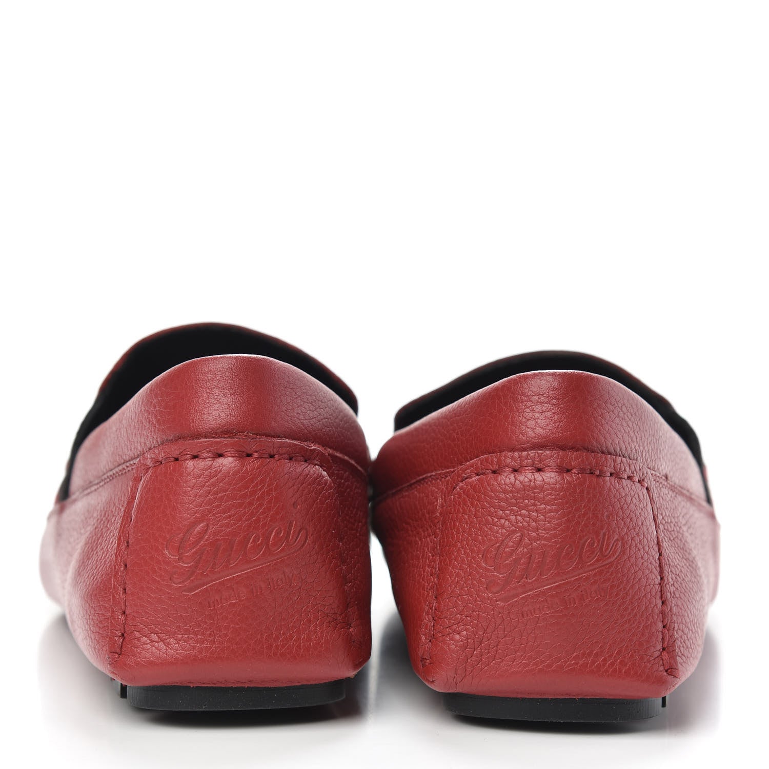 Gucci Calfskin Web Mens Driver Loafers 8.5 Red 5 of 10