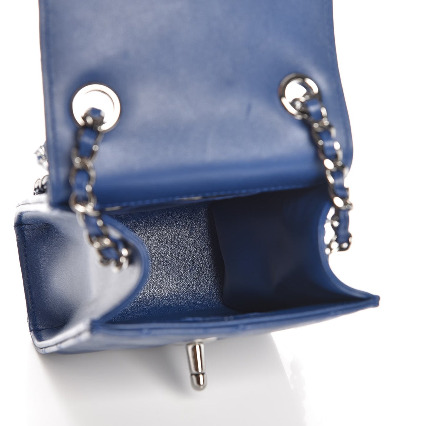 Lambskin Quilted Extra Mini Wallet On Chain WOC Navy