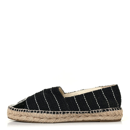 Chanel Tweed Patent CC Espadrilles 39 Black White 1 of 4