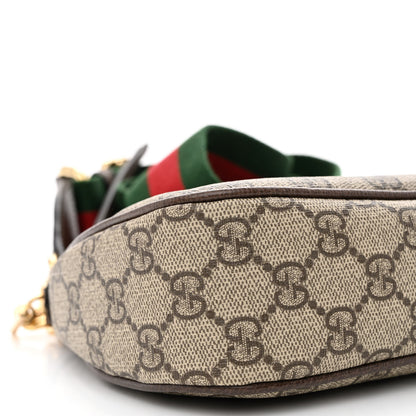 Gucci GG Supreme Monogram Textured Dollar Calfskin Web Small Ophidia GG Handbag Beige Ebony New Acero 9 of 9