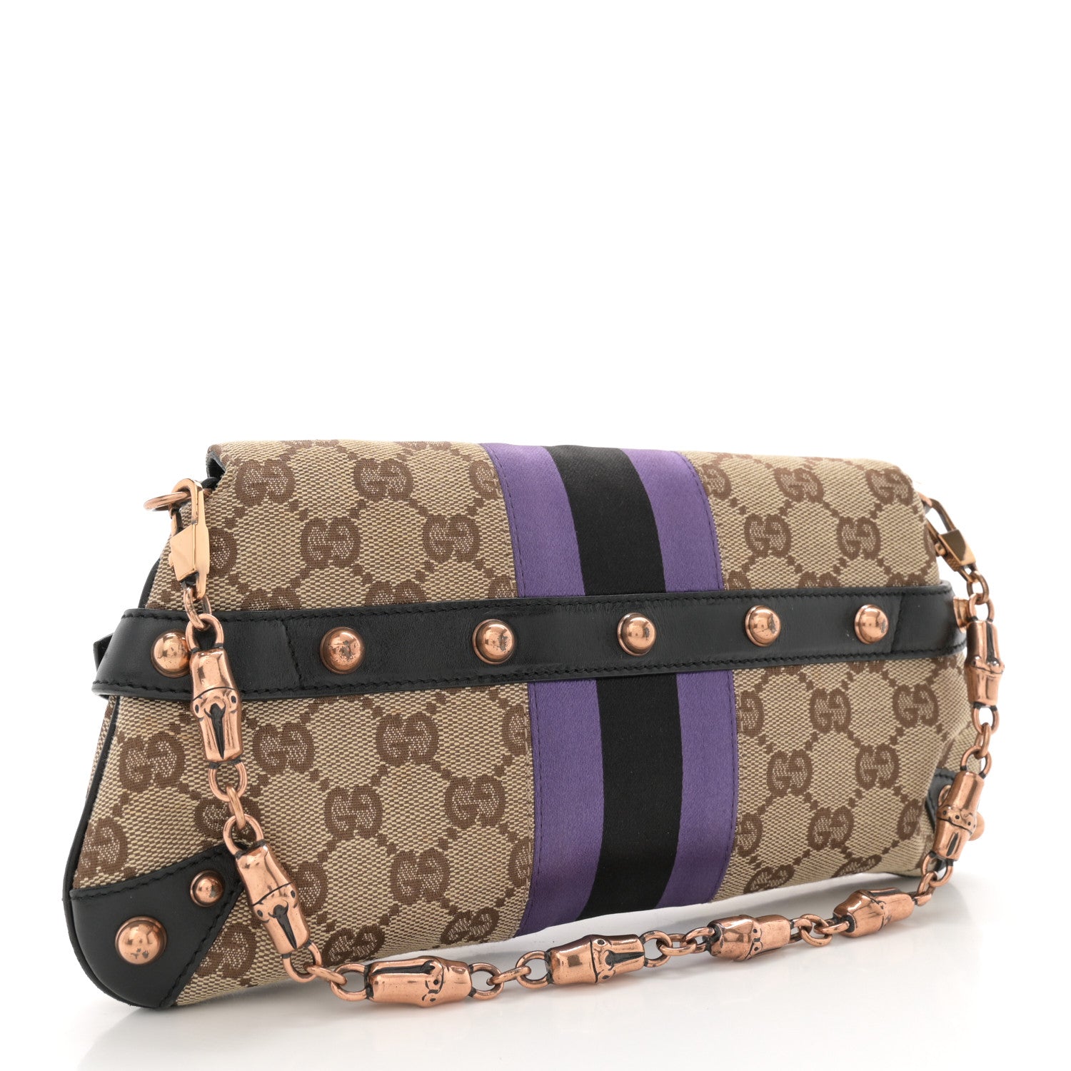 Gucci Tom Ford Monogram Horsebit Web Clutch Purple 3 of 13