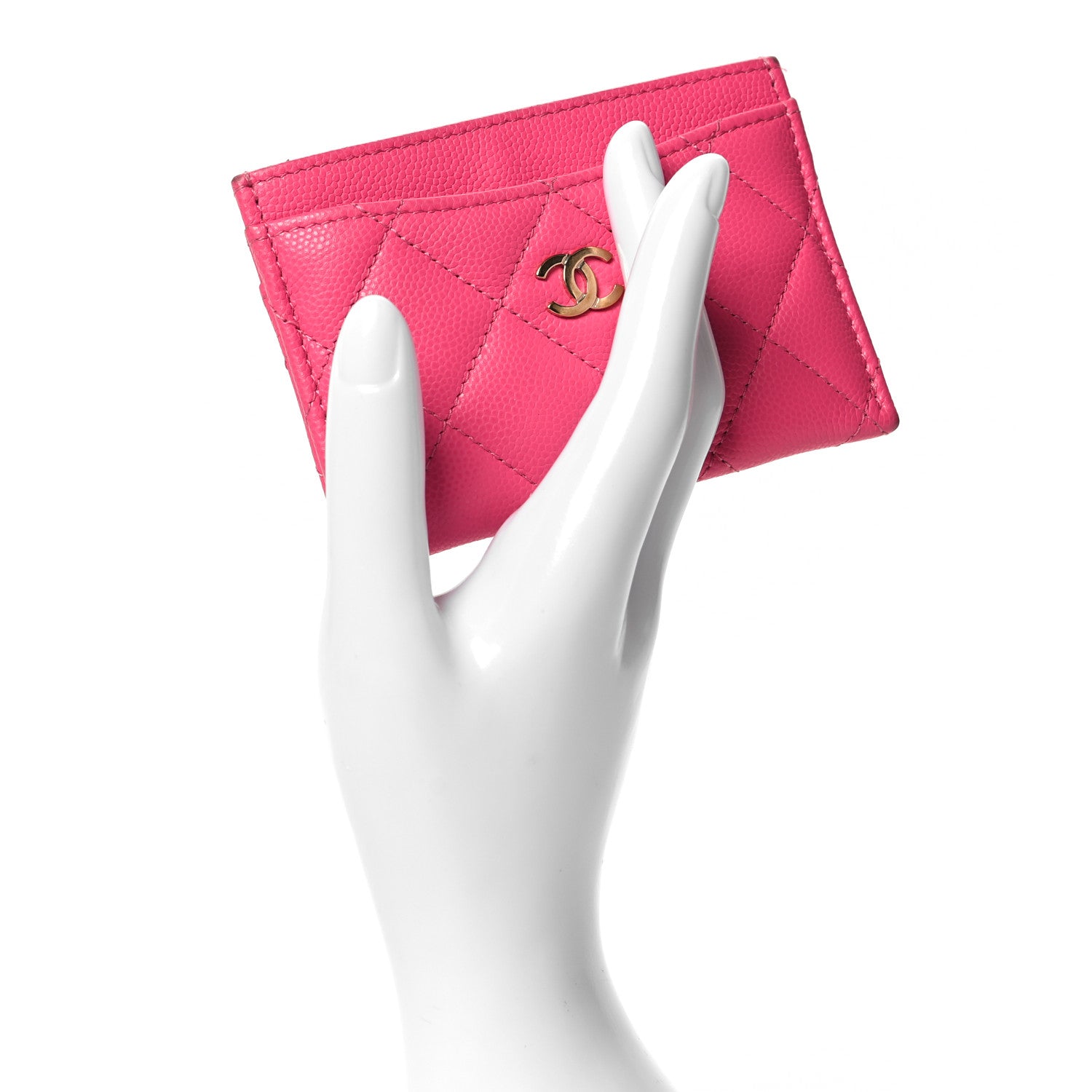 Chanel Caviar Quilted Card Holder Dark Pink 2 of 9